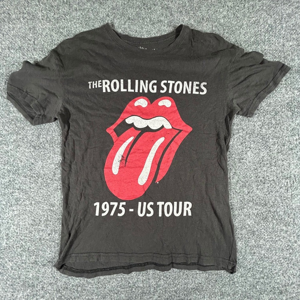 The Rolling Stones T-Shirt Womens Size S Black 1975 US Tour Graphic Rock Band